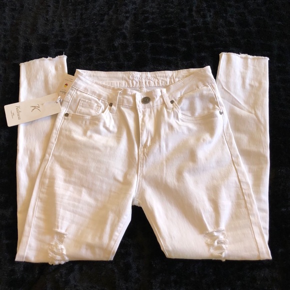 White Distressed Ripped Jeans - Picture 1 of 5